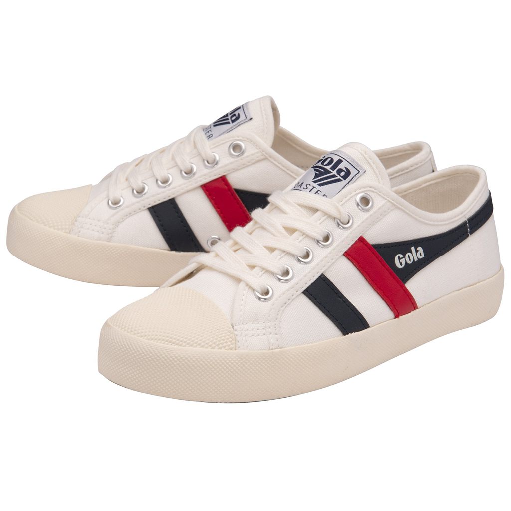 Gola Vegan Classics Coaster Shoes Blancas Azul Marino Rojas Colombia | 309IOPBFZ