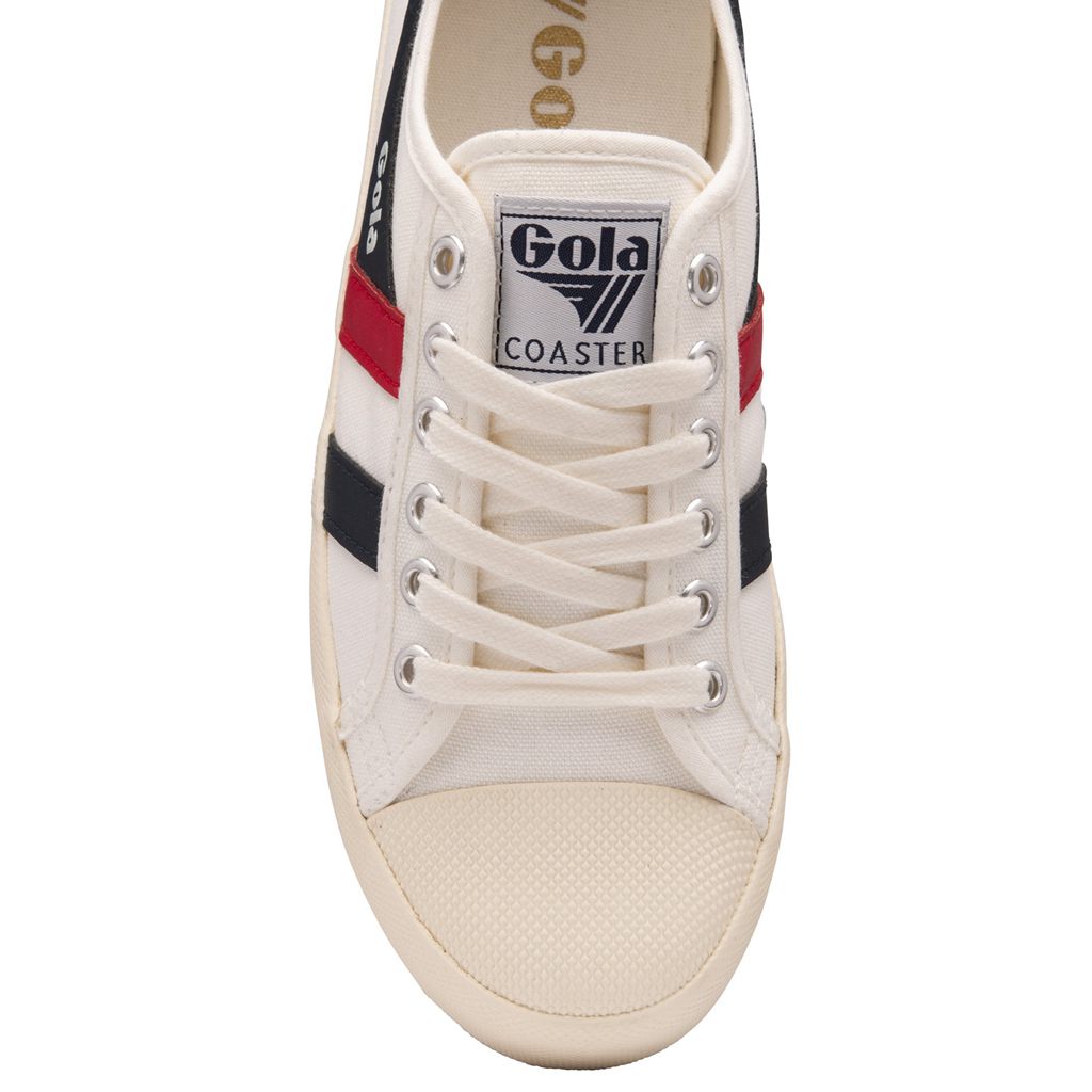 Gola Vegan Classics Coaster Shoes Blancas Azul Marino Rojas Colombia | 309IOPBFZ
