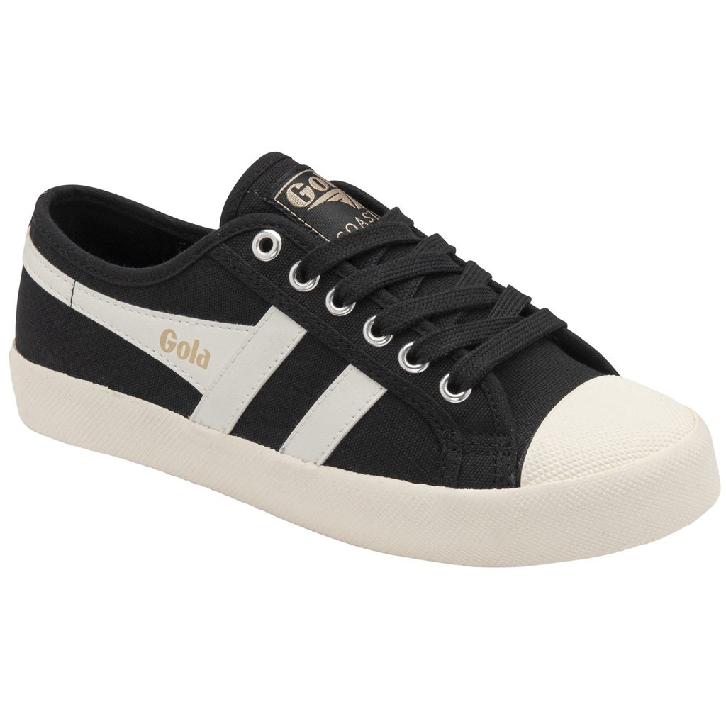 Gola Vegan Classics Coaster Shoes Negras Blancas Doradas Colombia | 679IMCDEB