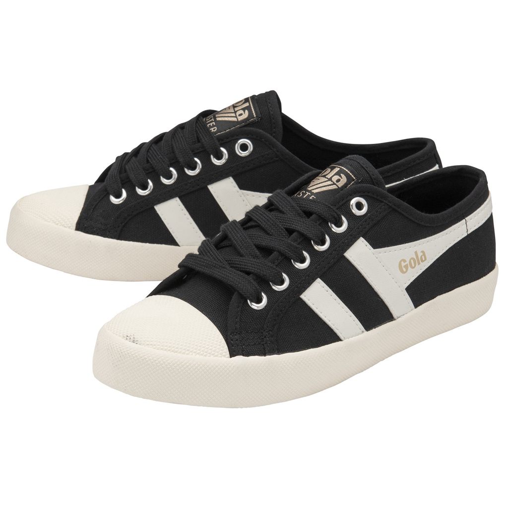 Gola Vegan Classics Coaster Shoes Negras Blancas Doradas Colombia | 679IMCDEB