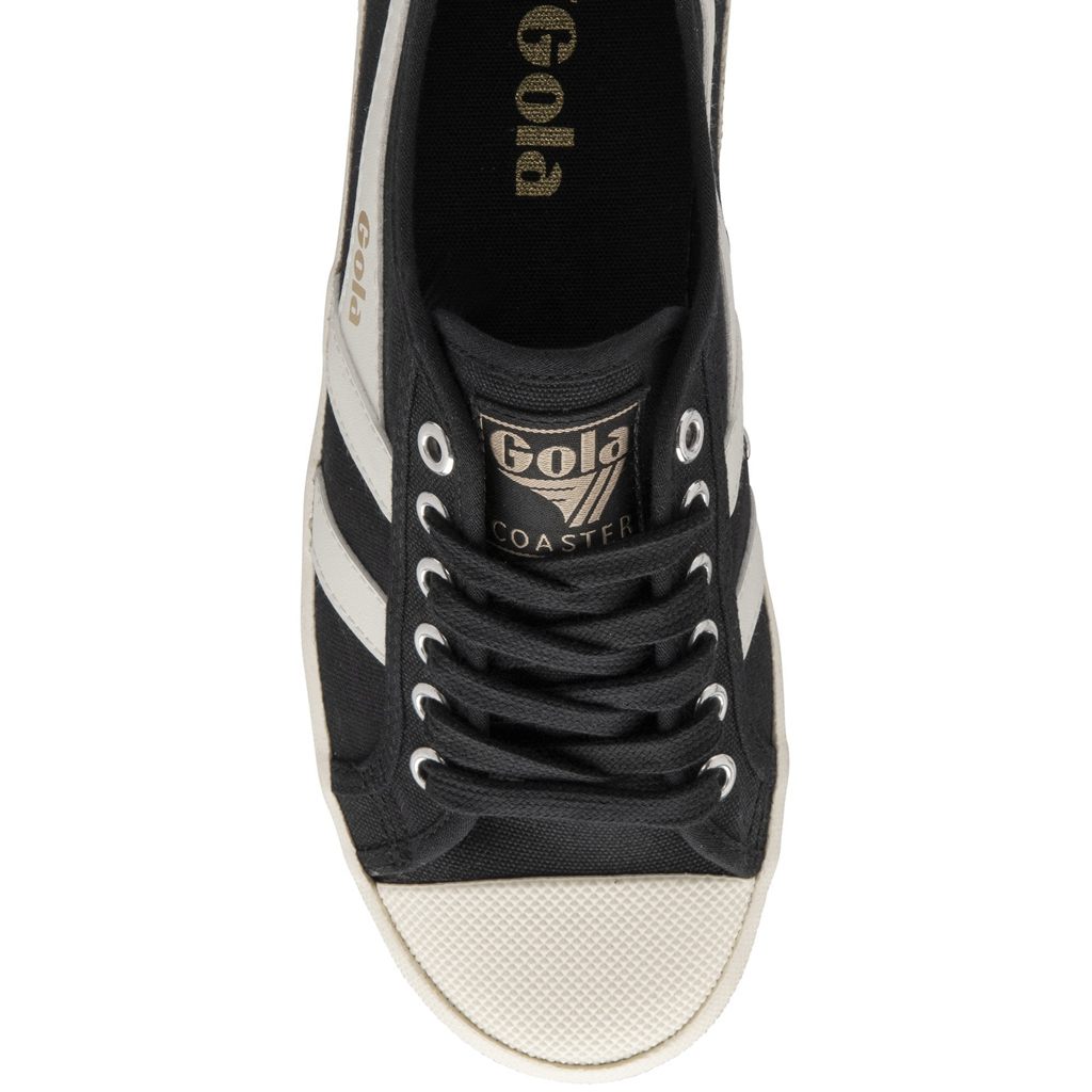 Gola Vegan Classics Coaster Shoes Negras Blancas Doradas Colombia | 679IMCDEB