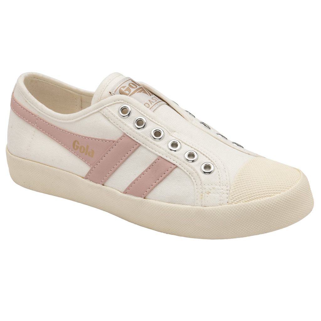 Gola Vegan Classics Coaster Slip Shoes Blancas Rosas Colombia | 186KXYQRD