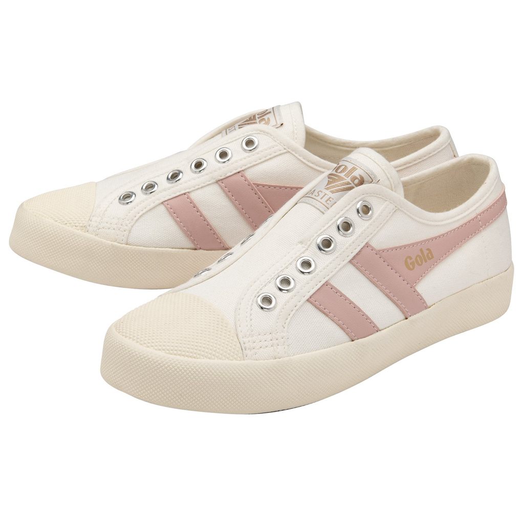 Gola Vegan Classics Coaster Slip Shoes Blancas Rosas Colombia | 186KXYQRD