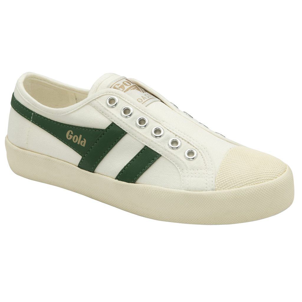 Gola Vegan Classics Coaster Slip Shoes Blancas Verde Colombia | 308AIRZYN