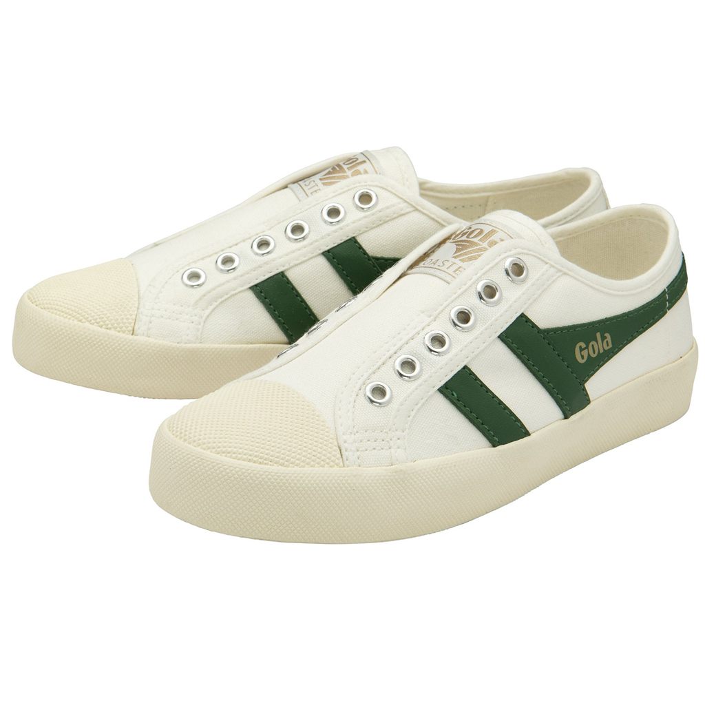 Gola Vegan Classics Coaster Slip Shoes Blancas Verde Colombia | 308AIRZYN