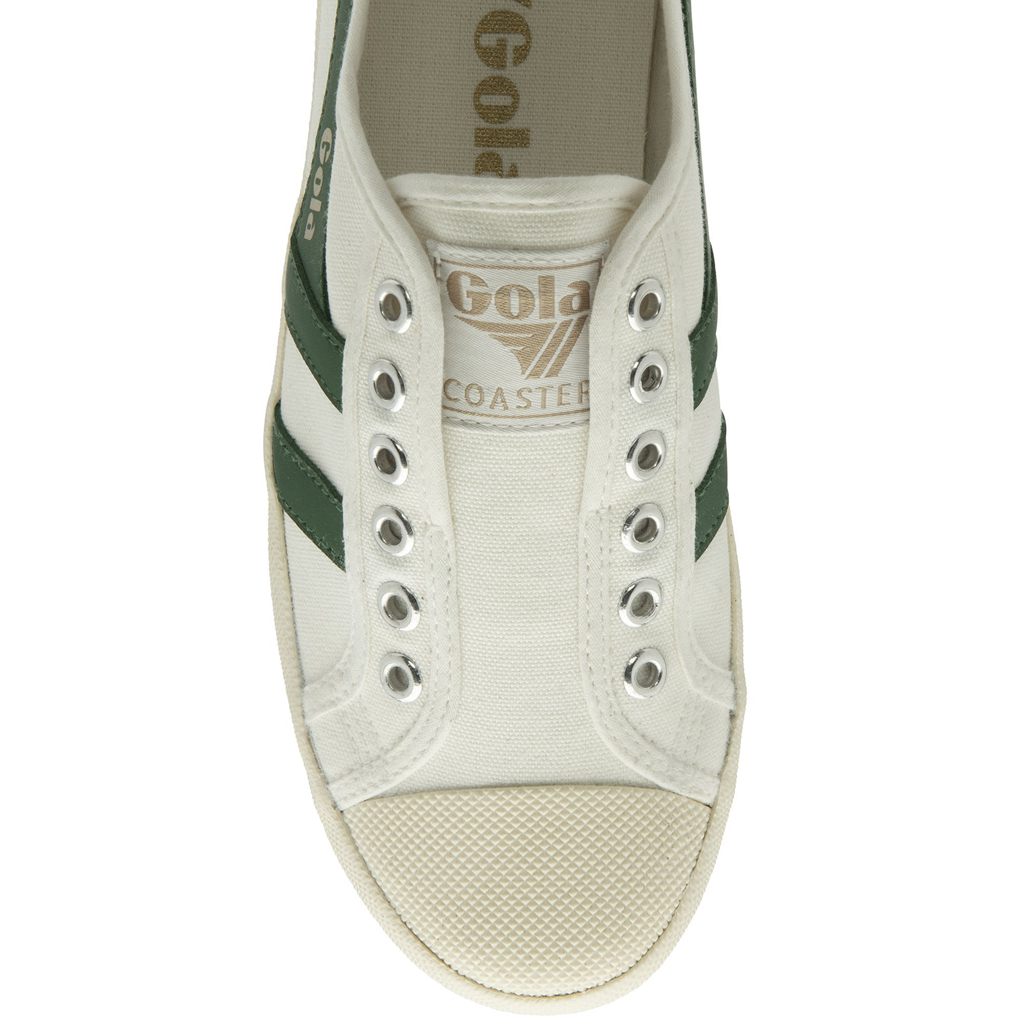 Gola Vegan Classics Coaster Slip Shoes Blancas Verde Colombia | 308AIRZYN