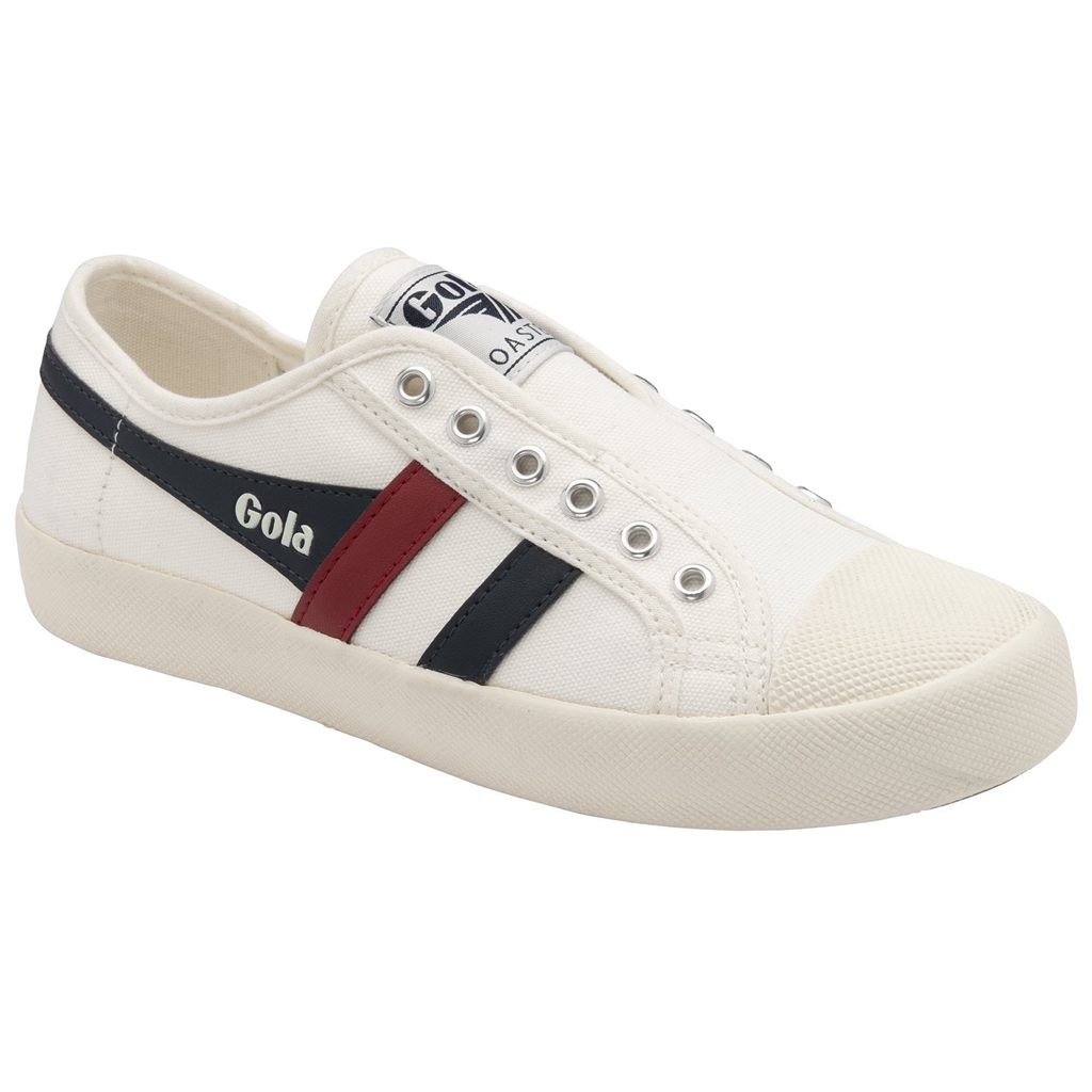 Gola Vegan Classics Coaster Slip Shoes Blancas Azul Marino Rojas Colombia | 428OTFYLH
