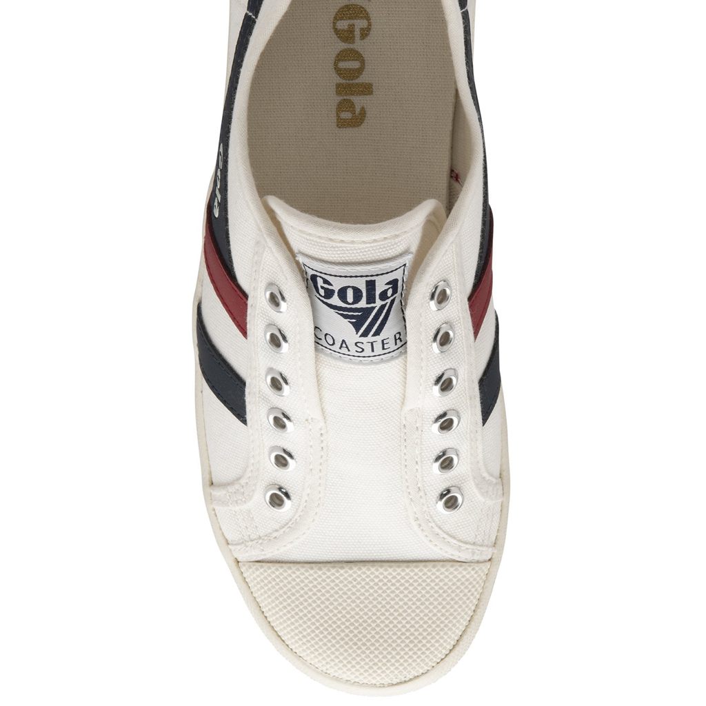 Gola Vegan Classics Coaster Slip Shoes Blancas Azul Marino Rojas Colombia | 428OTFYLH