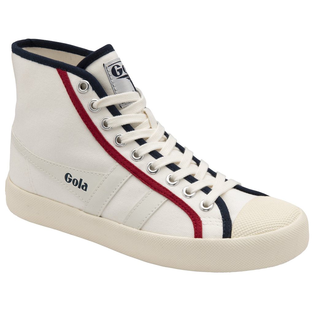 Gola Vegan Classics Coaster Smash High Shoes Blancas Azul Marino Rojas Oscuro Colombia | 841WMPJSI