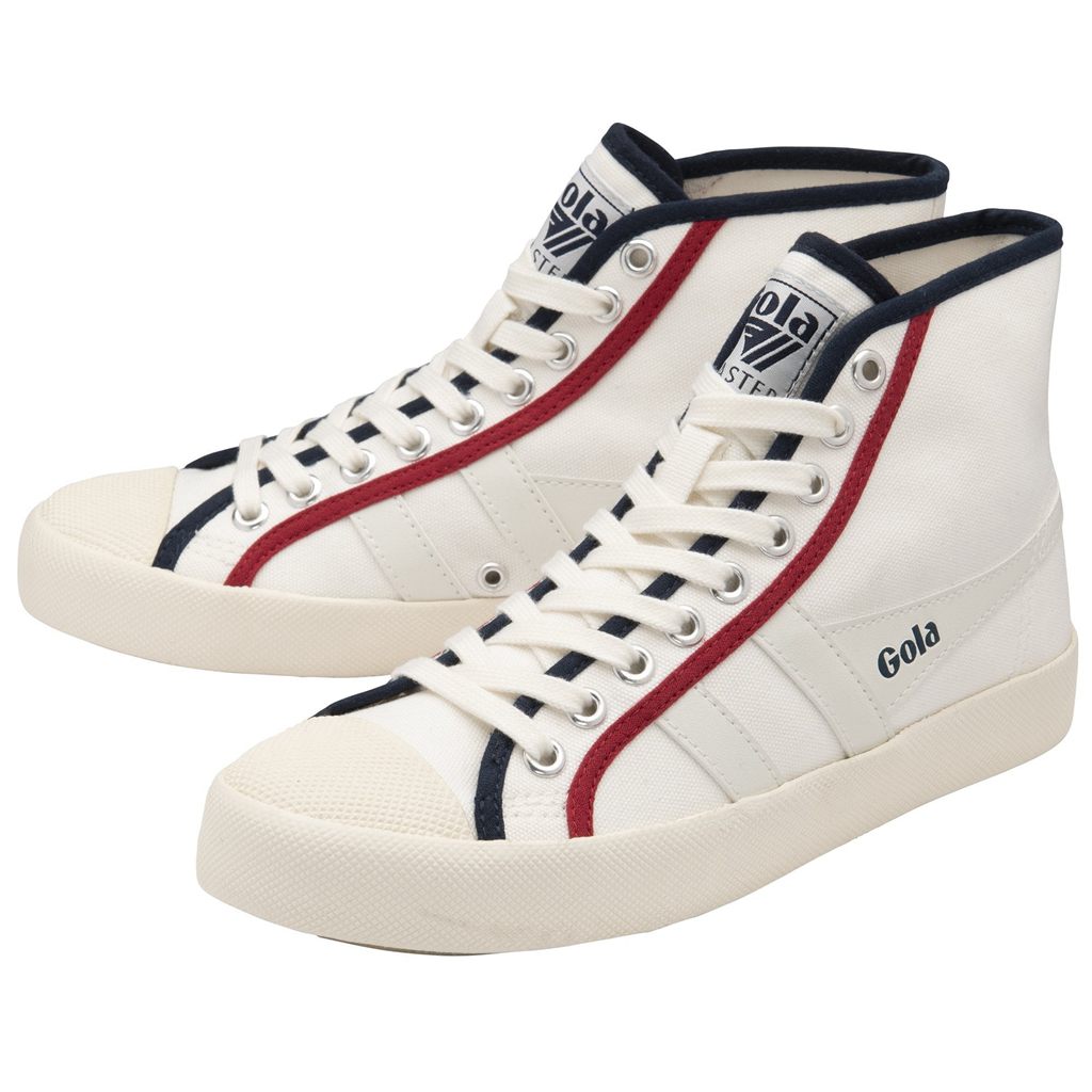 Gola Vegan Classics Coaster Smash High Shoes Blancas Azul Marino Rojas Oscuro Colombia | 841WMPJSI