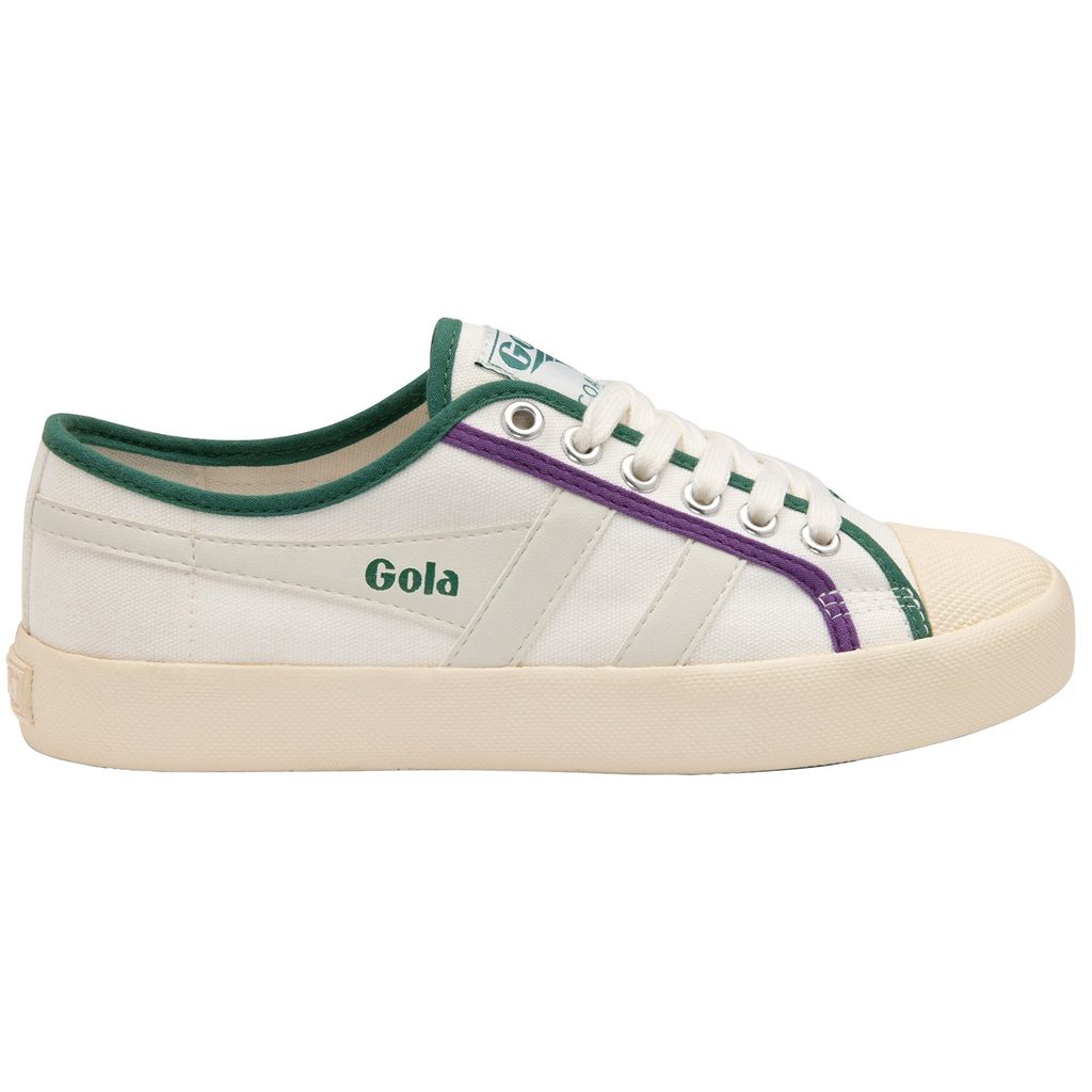 Gola Vegan Classics Coaster Smash Shoes Blancas Verde Oscuro Moradas Colombia | 579YVTPQN