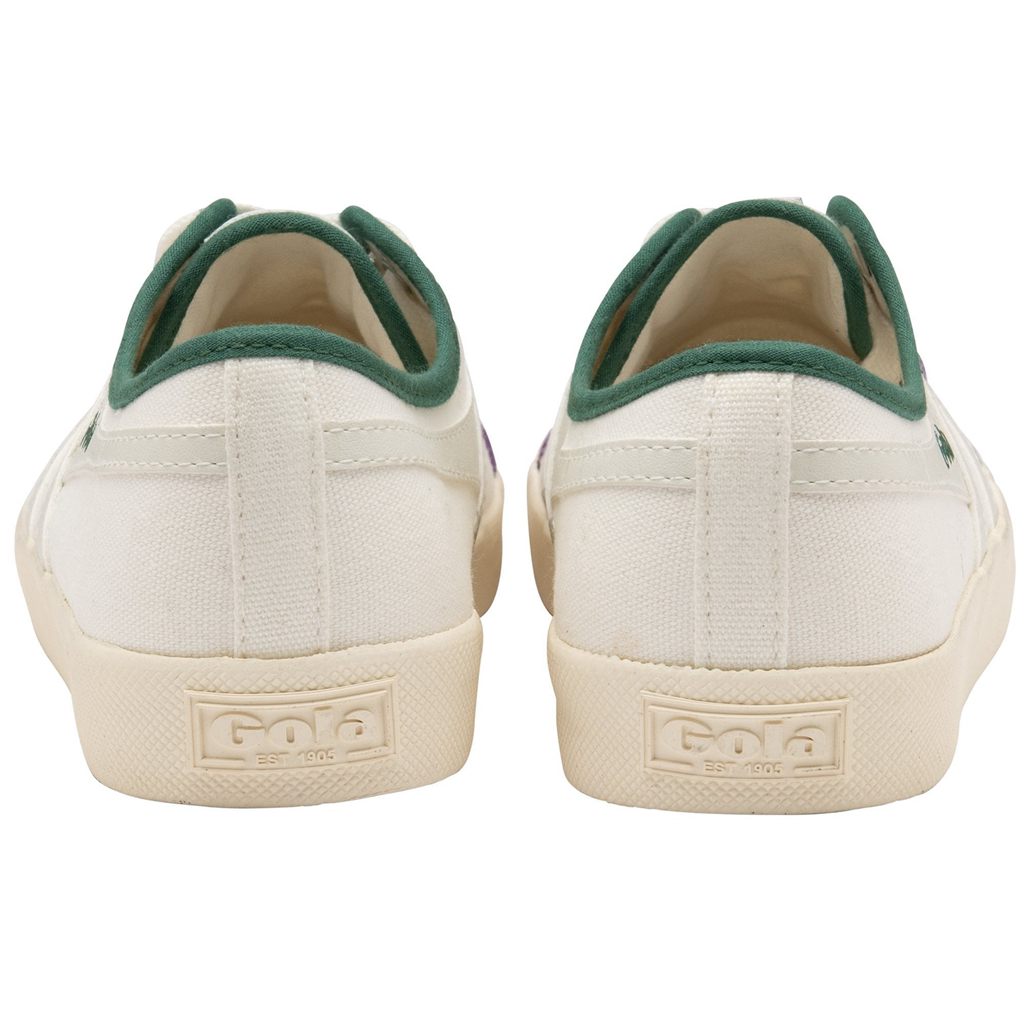 Gola Vegan Classics Coaster Smash Shoes Blancas Verde Oscuro Moradas Colombia | 579YVTPQN