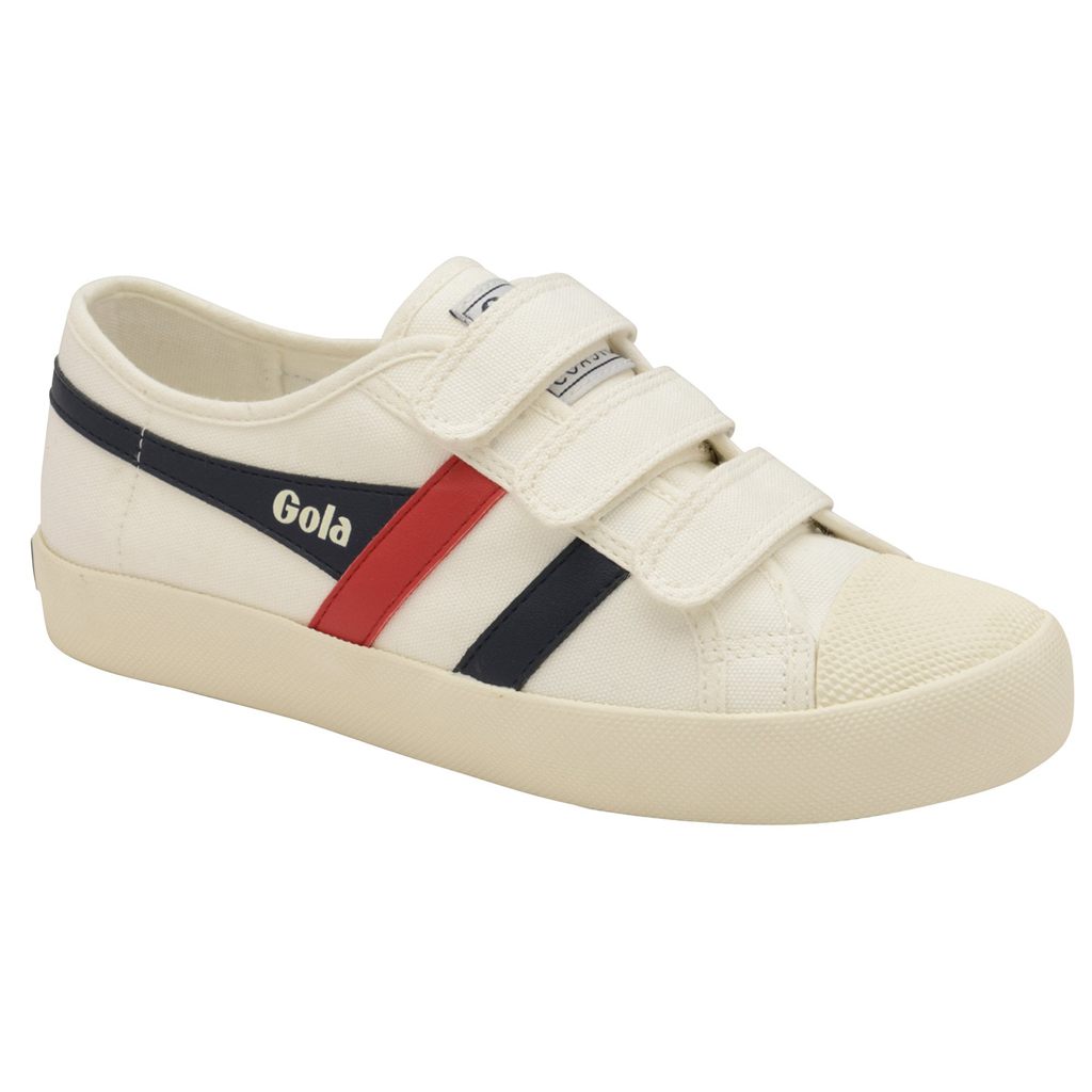 Gola Vegan Classics Coaster Strap Sneakers Blancas Azul Marino Rojas Colombia | 402NRPAXQ