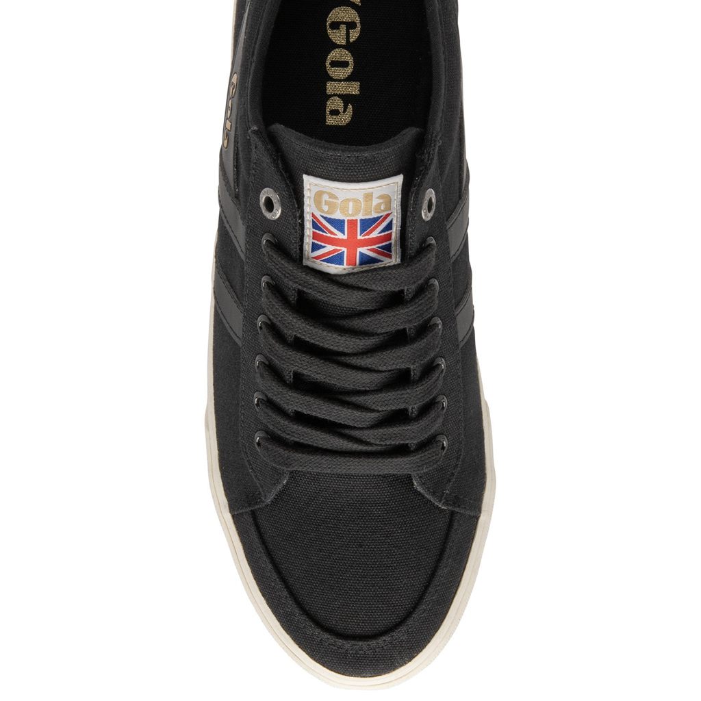 Gola Vegan Classics Comet Plimsoll Sneakers Negras Negras Blancas Colombia | 047ATWDZB