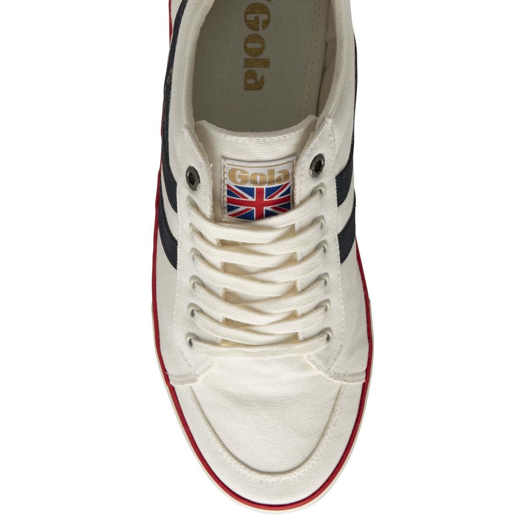 Gola Vegan Classics Comet Plimsoll Sneakers Blancas Azul Marino Rojas Colombia | 967TAVDIO