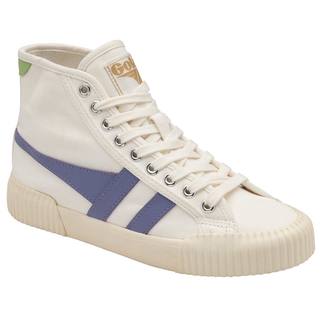 Gola Vegan Classics Rally High Plimsoll Sneakers Blancas Lavanda Verde Colombia | 051TQADPO
