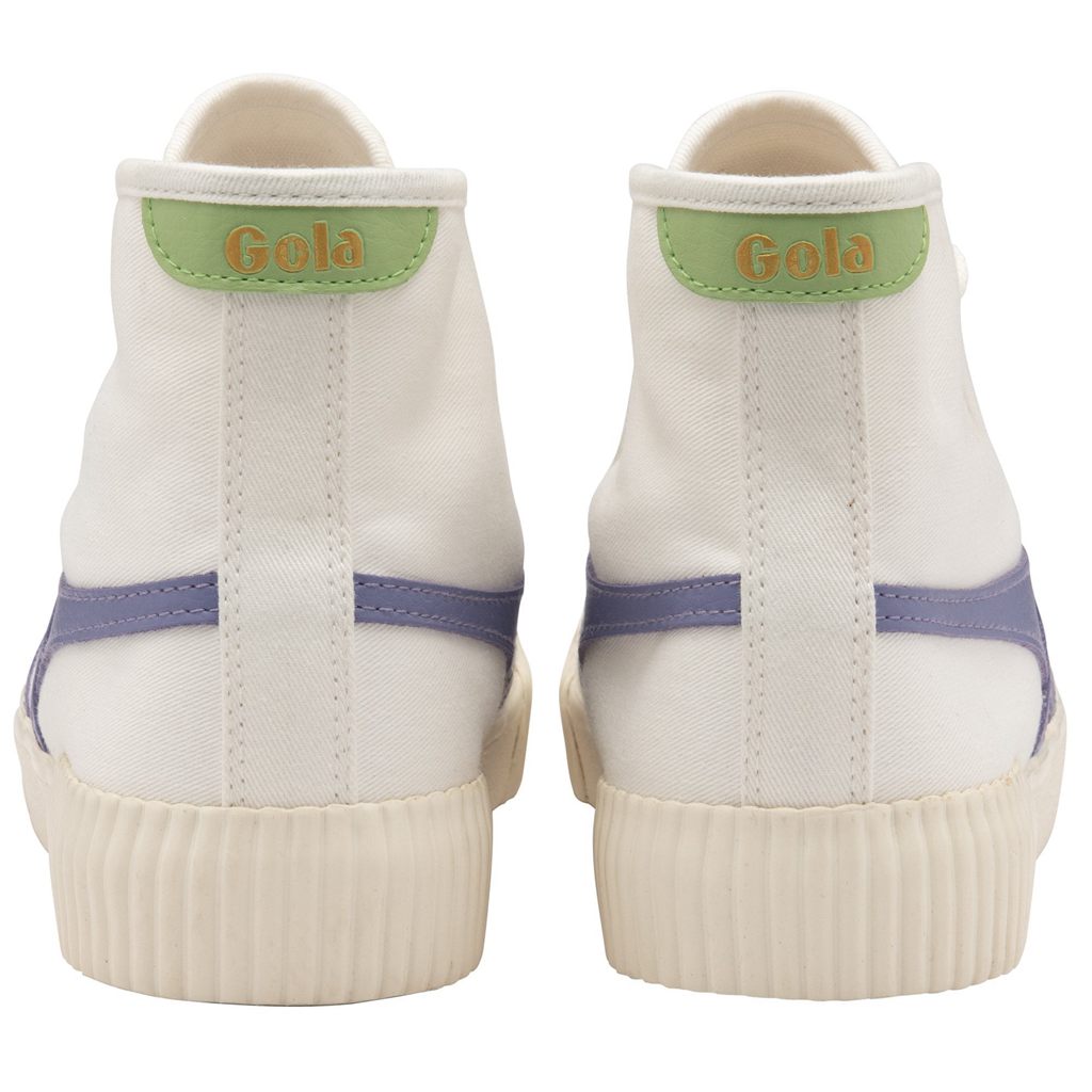 Gola Vegan Classics Rally High Plimsoll Sneakers Blancas Lavanda Verde Colombia | 051TQADPO
