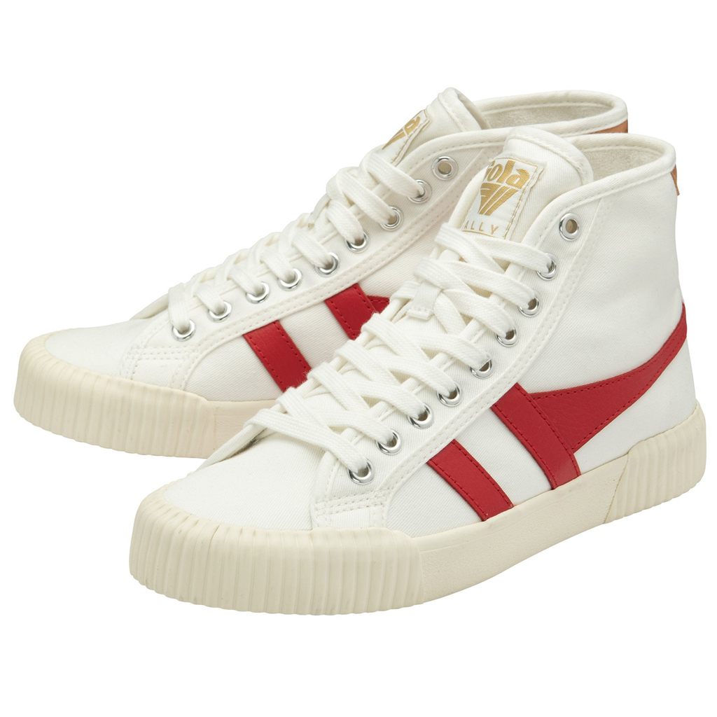 Gola Vegan Classics Rally High Plimsoll Sneakers Blancas Rojas Albaricoque Colombia | 956UTORHL