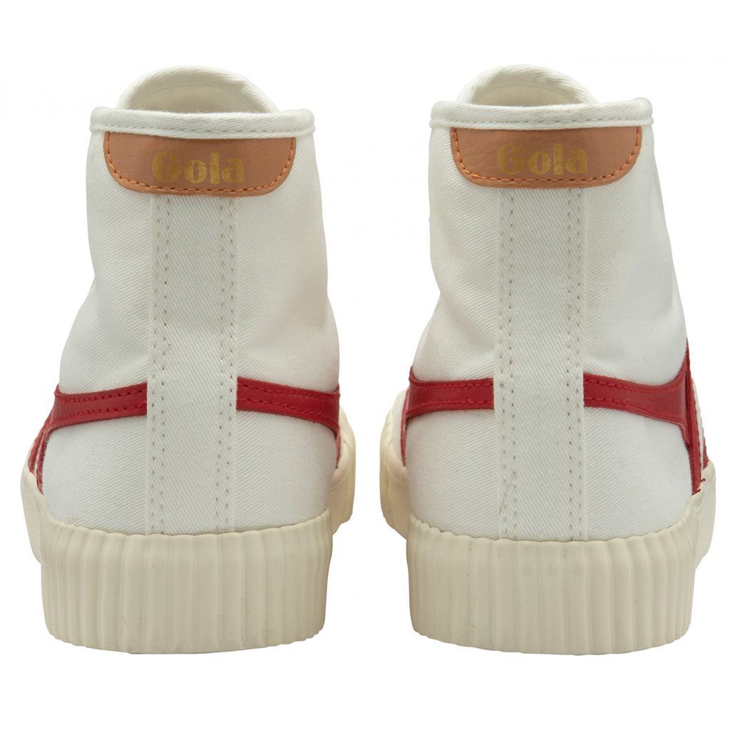 Gola Vegan Classics Rally High Plimsoll Sneakers Blancas Rojas Albaricoque Colombia | 956UTORHL