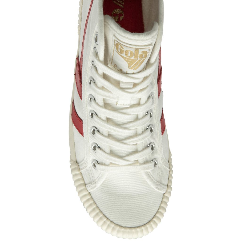 Gola Vegan Classics Rally High Plimsoll Sneakers Blancas Rojas Albaricoque Colombia | 956UTORHL