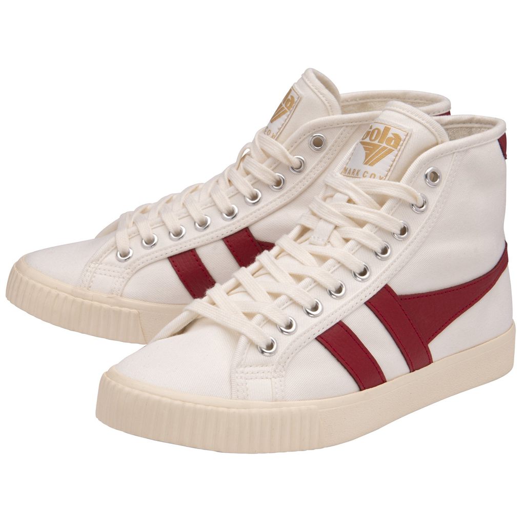 Gola Vegan Classics Tennis Mark Cox High Sneakers Blancas Rojas Oscuro Colombia | 395KRHGSP